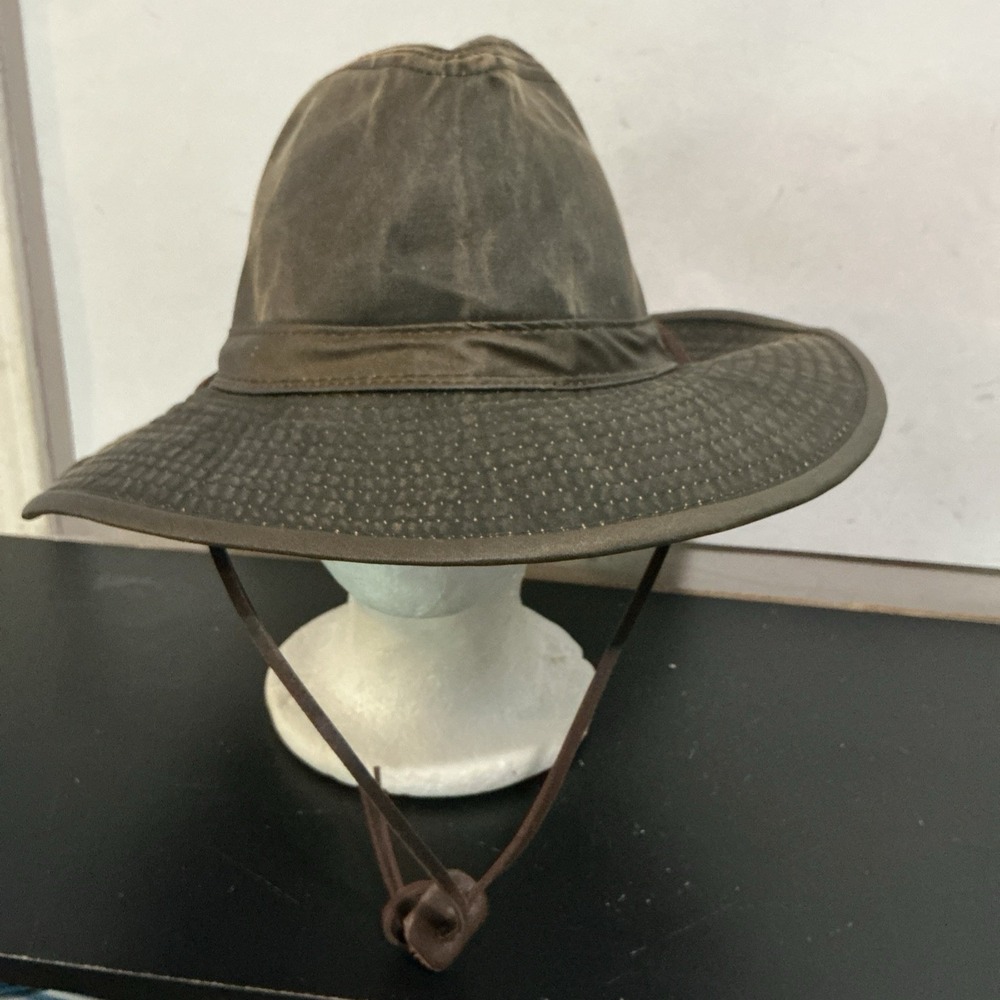 Dorfman Hat Co Outback Weathered Safari Bush Hat Adult ONE SIZE chin Strap Brown
